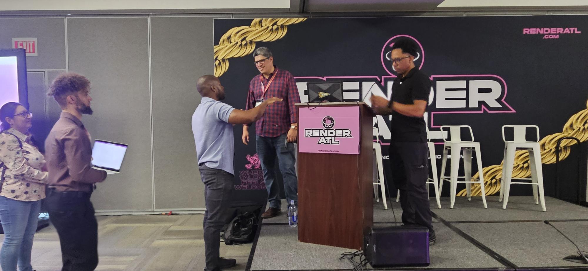 At the RenderATL podium after the session